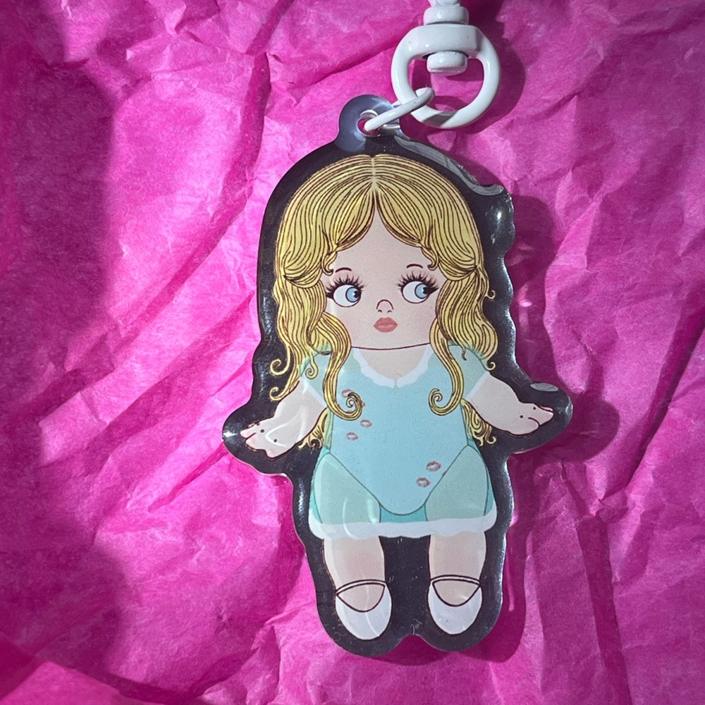 Cute kewpie style Sabrina Carpenter mirror keychain hand made